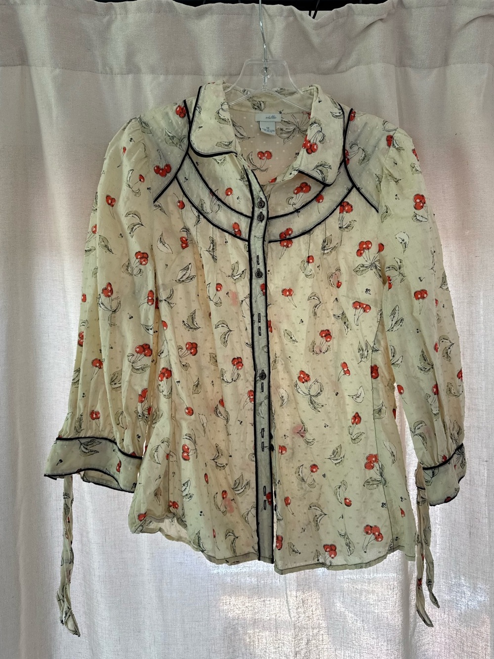 Odille Anthropologie cherry blouse